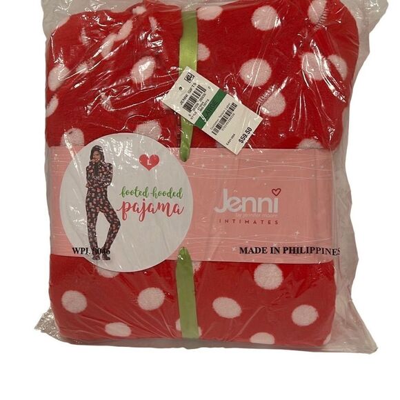 Jenni Footed Hooded Pajama Pink Dotted Sz.L NWT - Picture 1 of 4